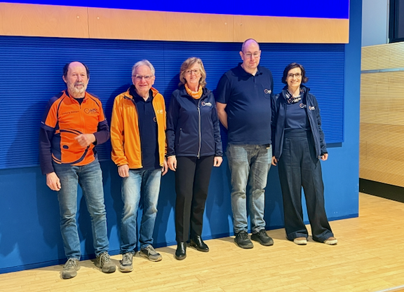 Der Vorstand des ADFC Kreisverband Mainz-Bingen e.V.: Wolfgang Stallmann (aus Vorstand ausgeschieden), Rolf Pinckert, Amelie Döres, Clemens Langhans, Petra Hüther (v.l.). Es fehlt Karsten Haubold