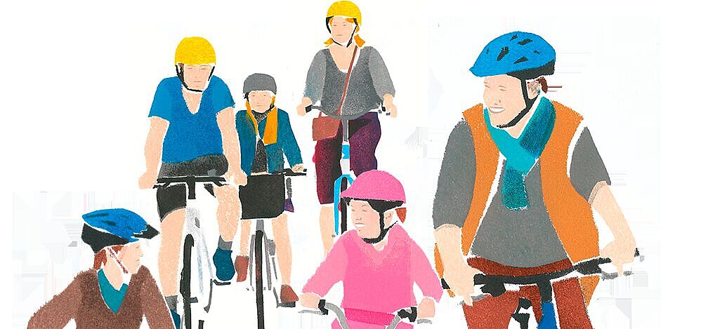 Radfahren Gruppe Illustration Radfahren Gruppe Illustration